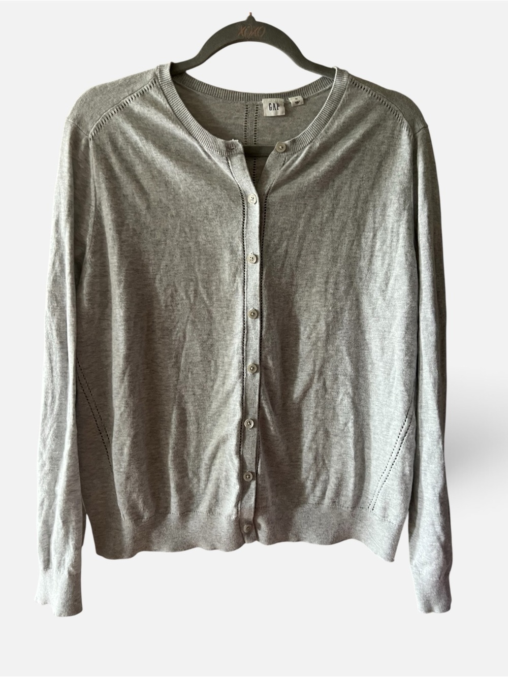GAP Women's Light Gray Cotton Button-Front Cardigan